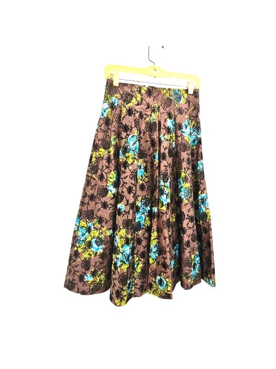 Handmade Dresses & Skirts - Vintage 1950s Flocked Chintz Full Circle Skirt Rockabilly Pinup Swing XS